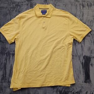 Pendleton Mens Yellow Pima Cotton Short Sleeve Polo Shirt Size Large‎